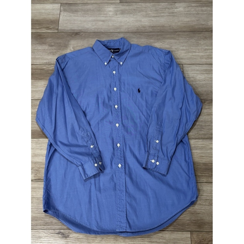 Ralph Lauren Men's Classic 100% Cotton Blue Dress Shirt 16.5 32/33 Button Down